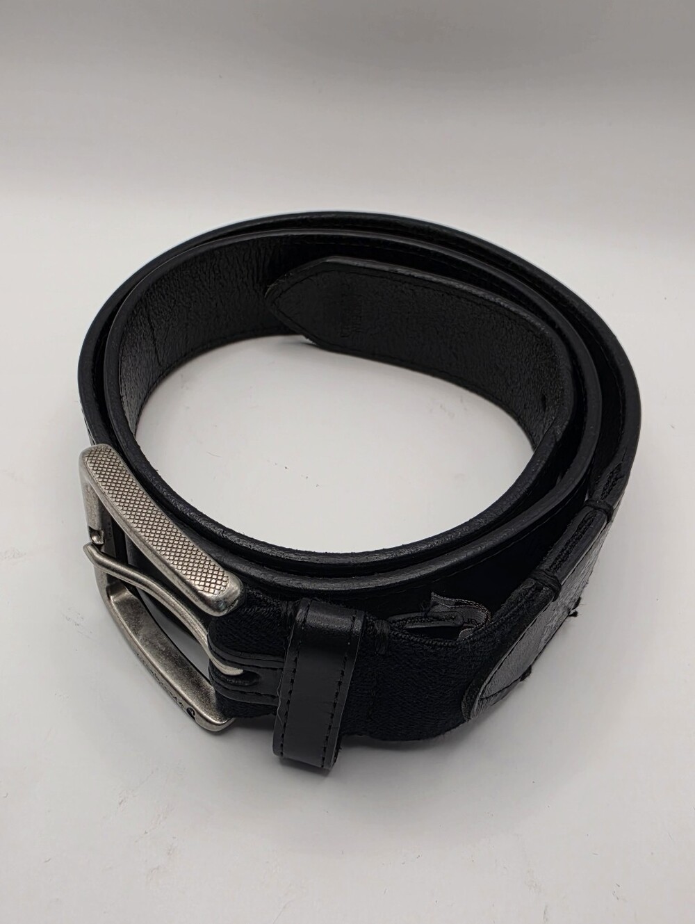 Carhartt Black Canvas Leather Trim Belt Size 36 Logo Buckle Workwear Great Cond - Picture 8 of 10